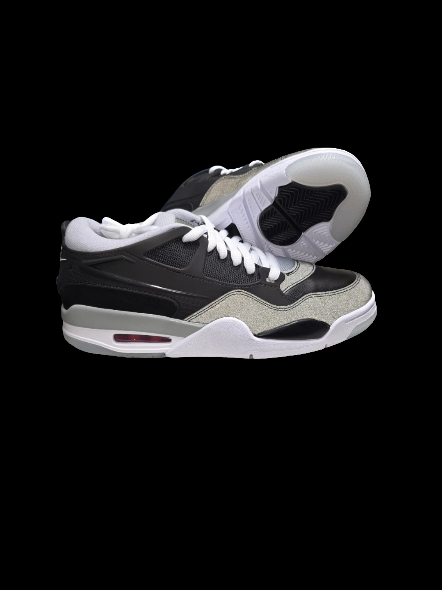 Air Jordan 4 RM PRM Black, Fire Red, Wolf Grey and white. 10 mens