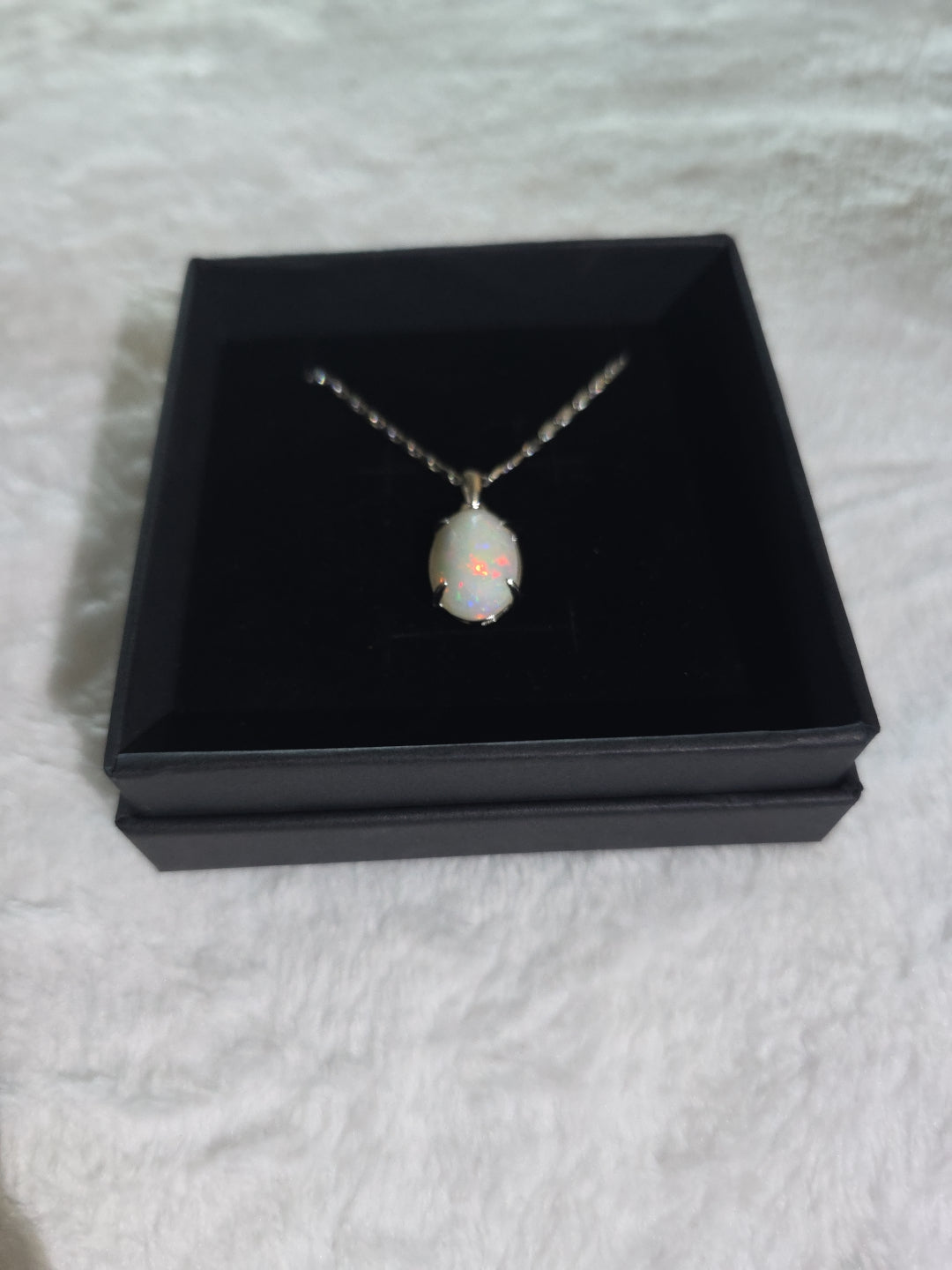 .925 Sterling Silver Necklace with a 5.75 Ct. White Ethiopian Opal