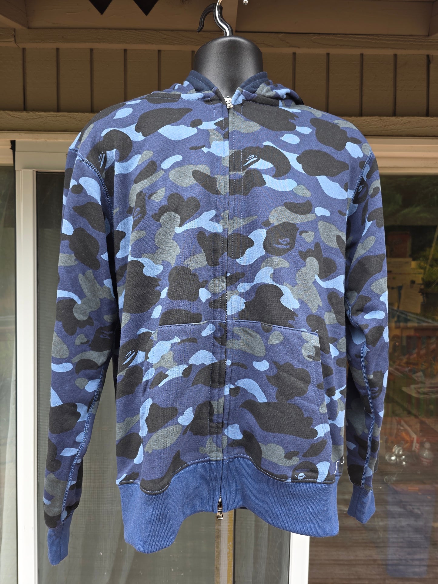 This is a BAPE, (A Bathing Ape) Color Camo Shark Full Zip Hoodie in blue Fitted Size XL and 2XL (Fits 1 size small)