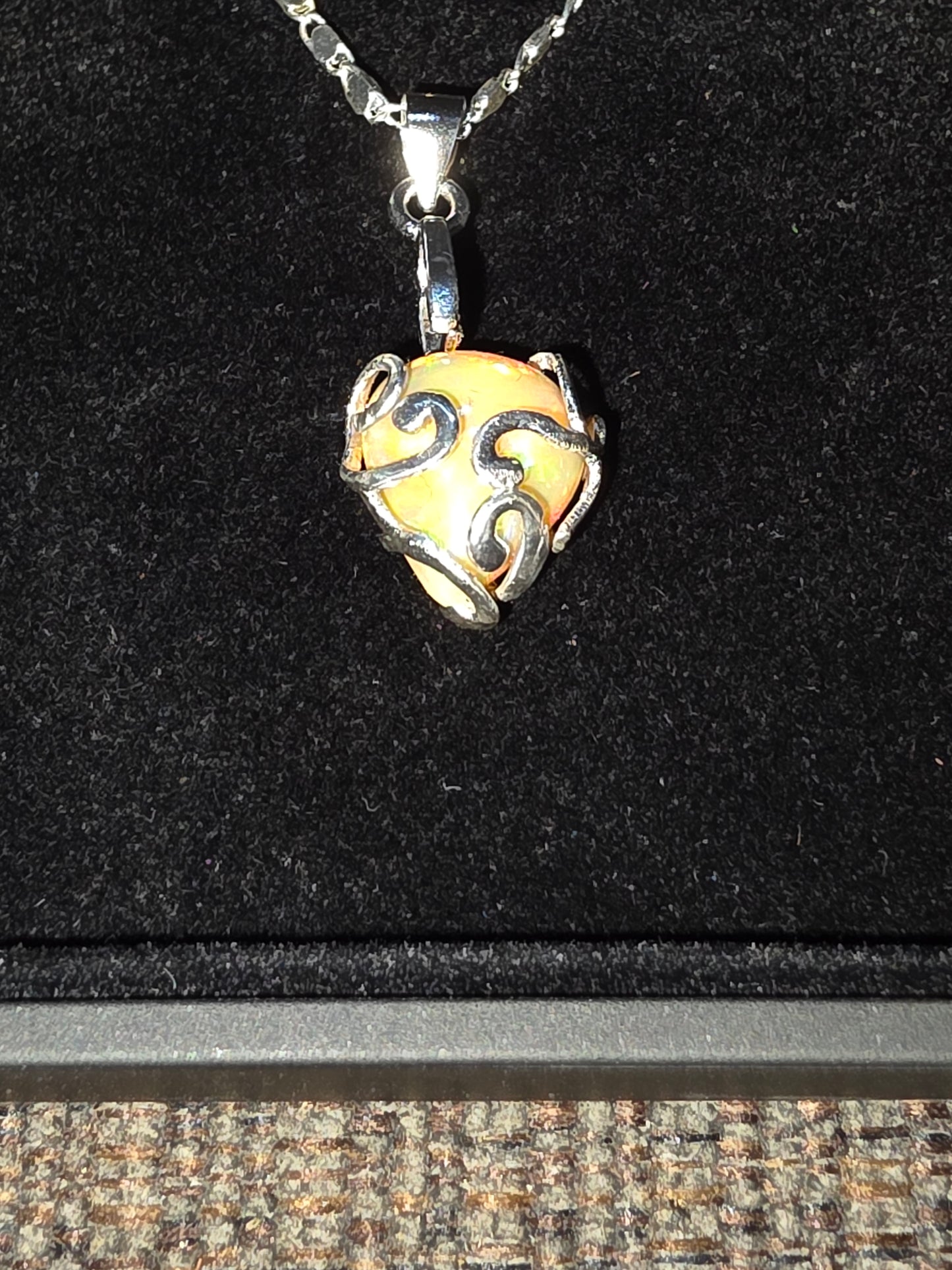 .925 Sterling Silver Necklace 20 inch with 2.26 Ct. Honey opal