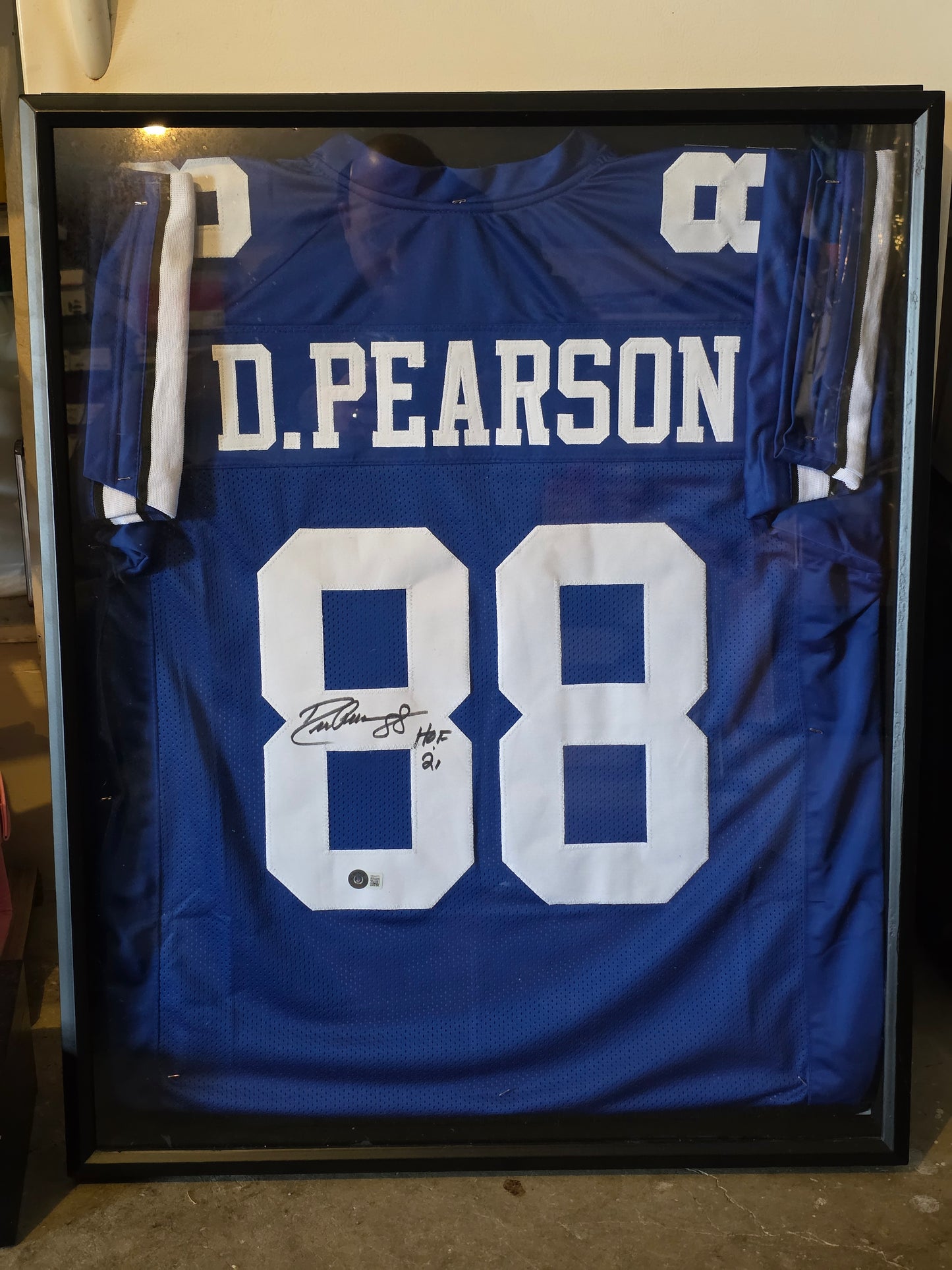 Cowboys DREW PEARSON Signed Custom Replica Blue Dallas Jersey AUTO - BAS Mounted in Beautiful Frame