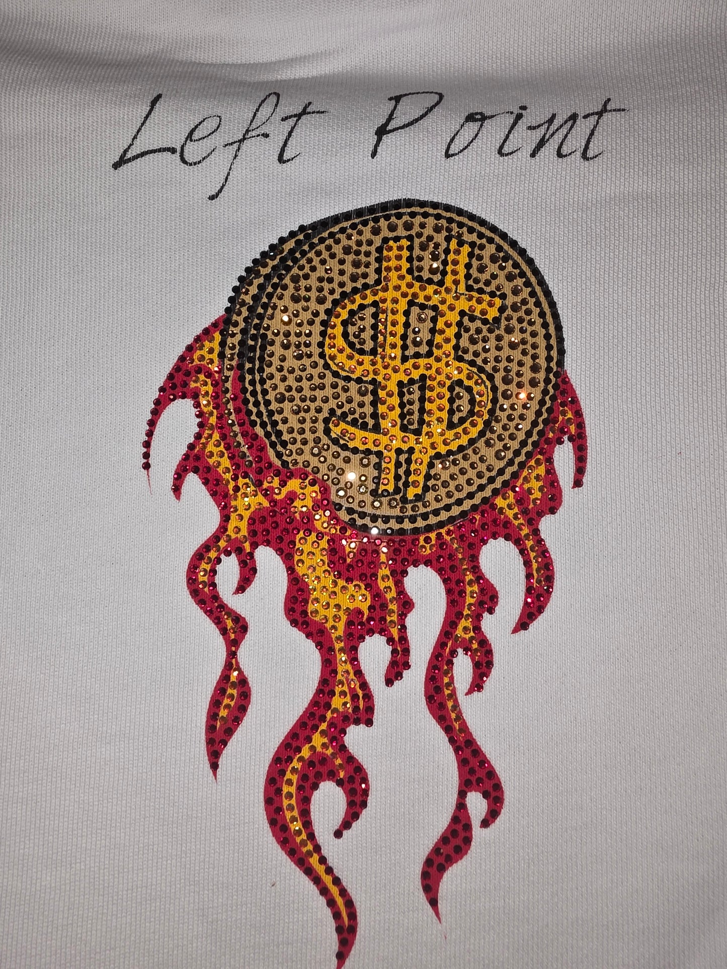 Men's size Large Left Point Sweatshirt Flash Bear with Rhinestones