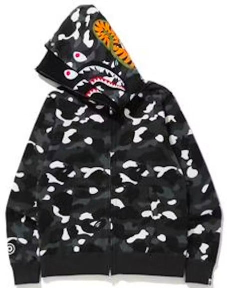 A Bathing Ape, Bape, Bape City Camo Shark full zip hoodie black,Fitted, Large, XL and 2XL