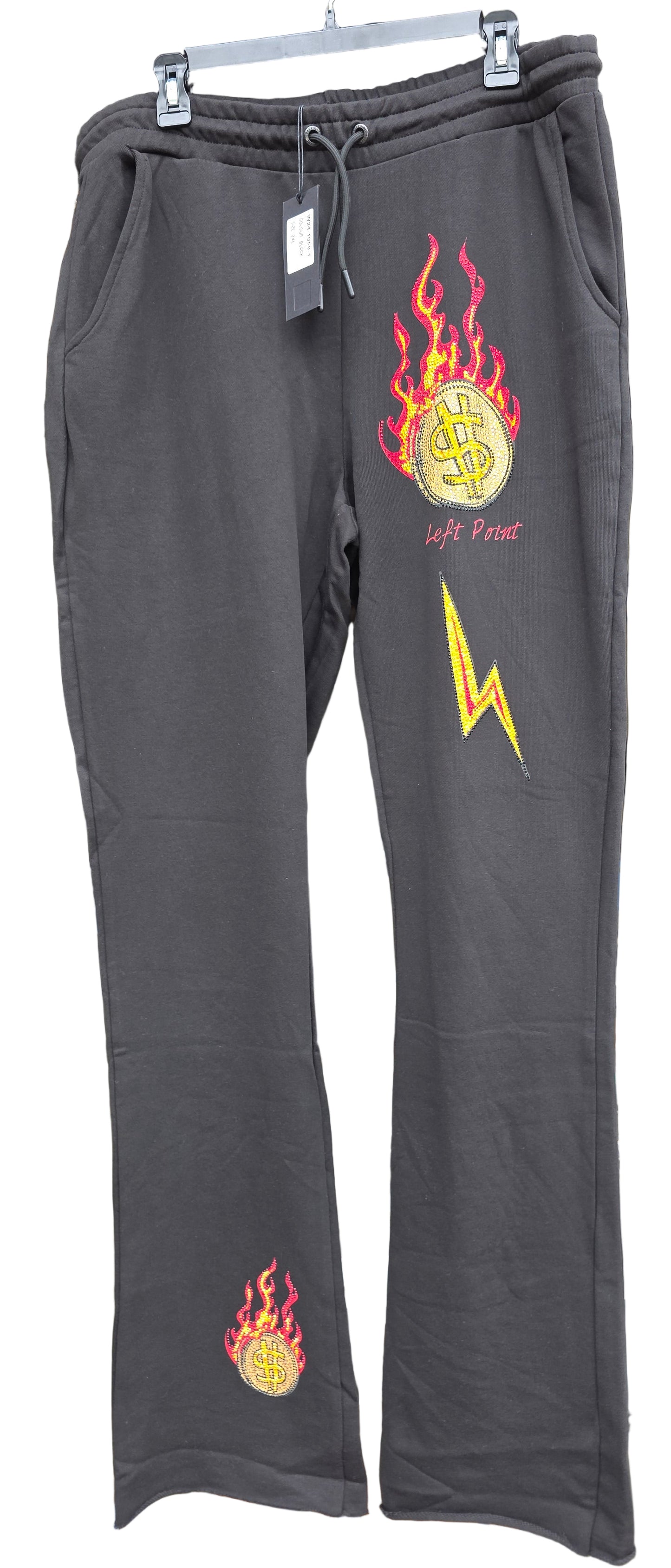 Left Point Rhinestone Sweat pants. Size 2XL, uncuffed