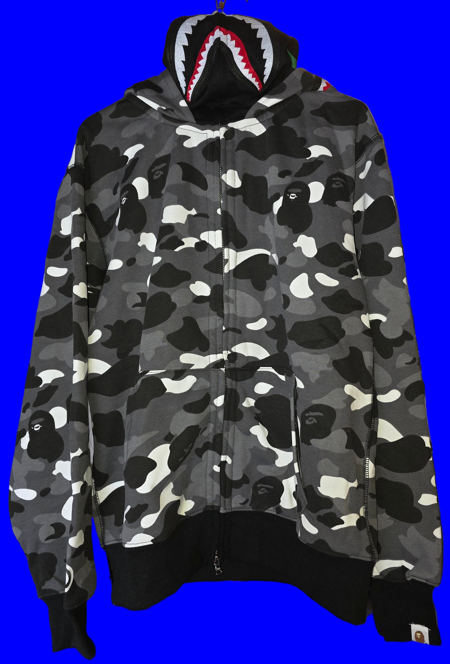 A Bathing Ape, Bape, Bape City Camo Shark full zip hoodie black,Fitted, Large, XL and 2XL