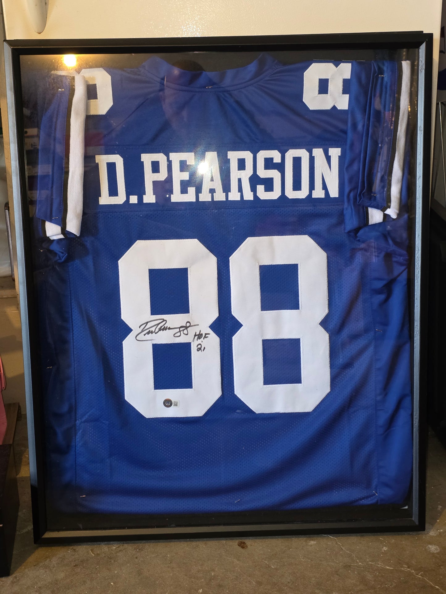 Cowboys DREW PEARSON Signed Custom Replica Blue Dallas Jersey AUTO - BAS Mounted in Beautiful Frame