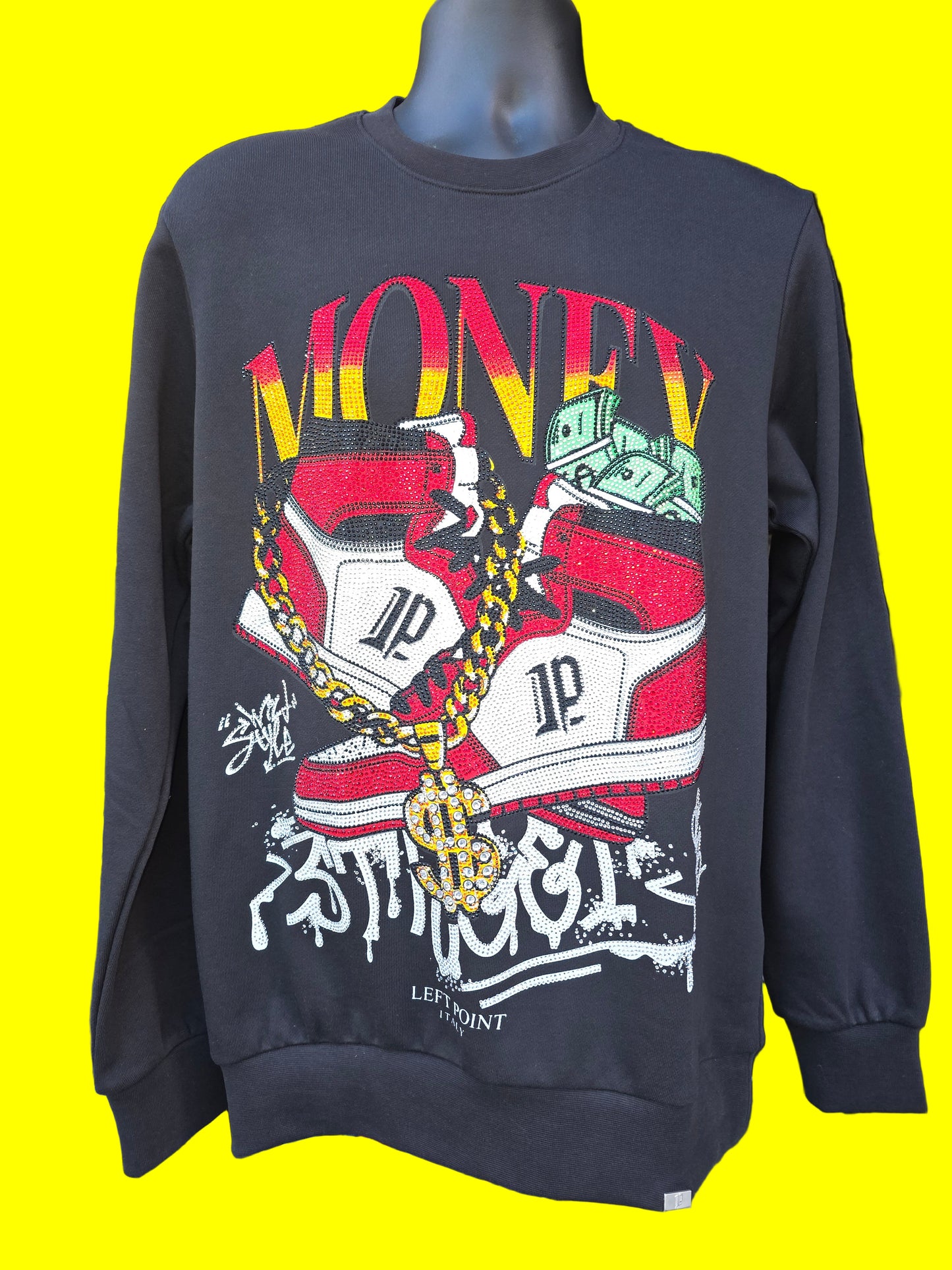 Men's Size Medium        Sweatshirt Money Left Point - Rhinestone W24-1217
58972807