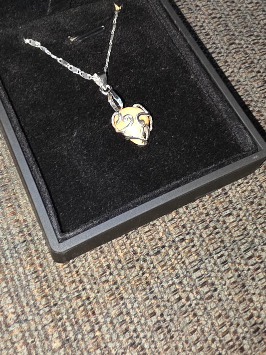 .925 Sterling Silver Necklace 20 inch with 2.26 Ct. Honey opal