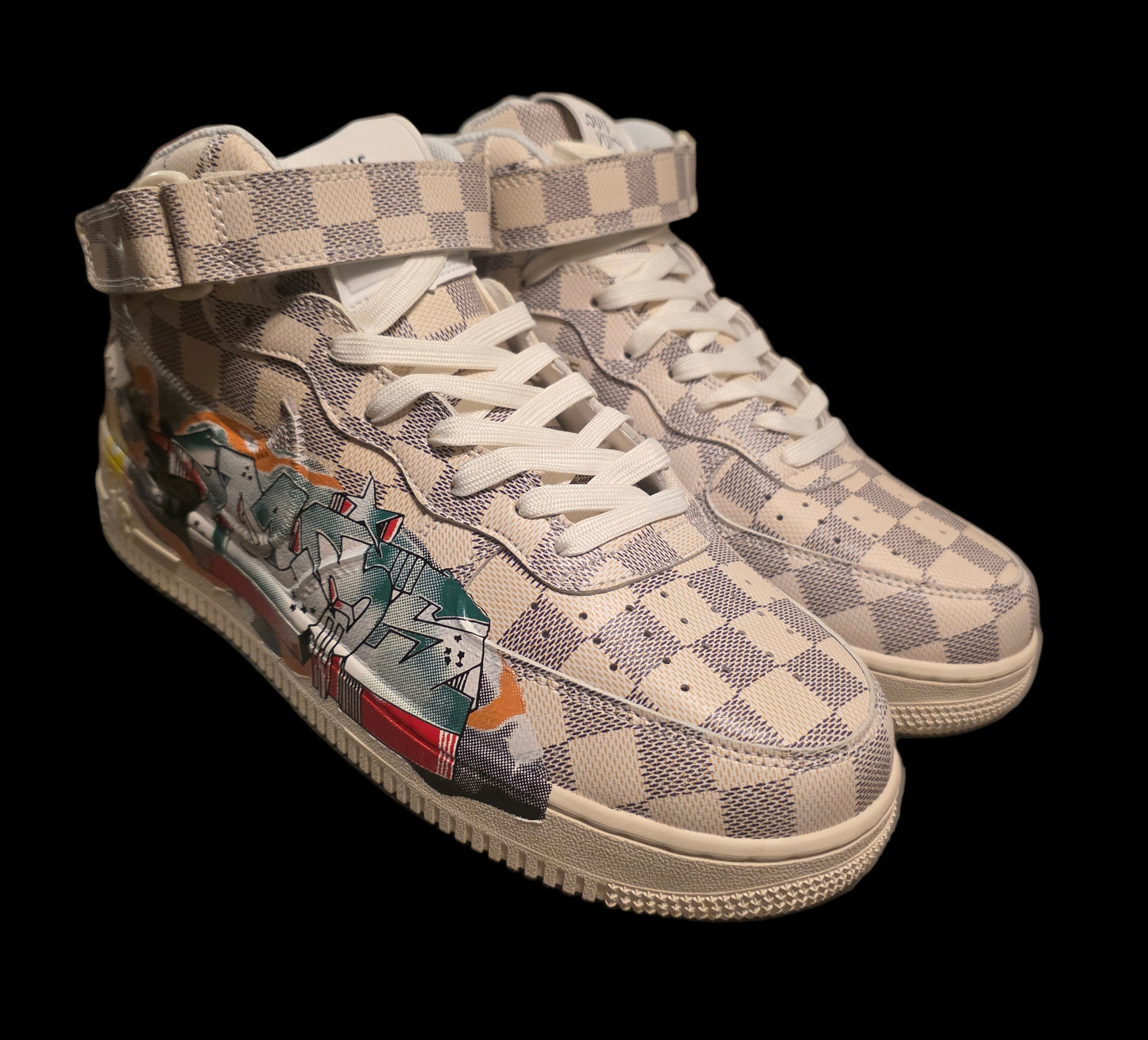Louis Vuitton x Nike Air Force 1 Mid "Graffiti" sneaker, designed by Virgil Abloh, Men's Size 10