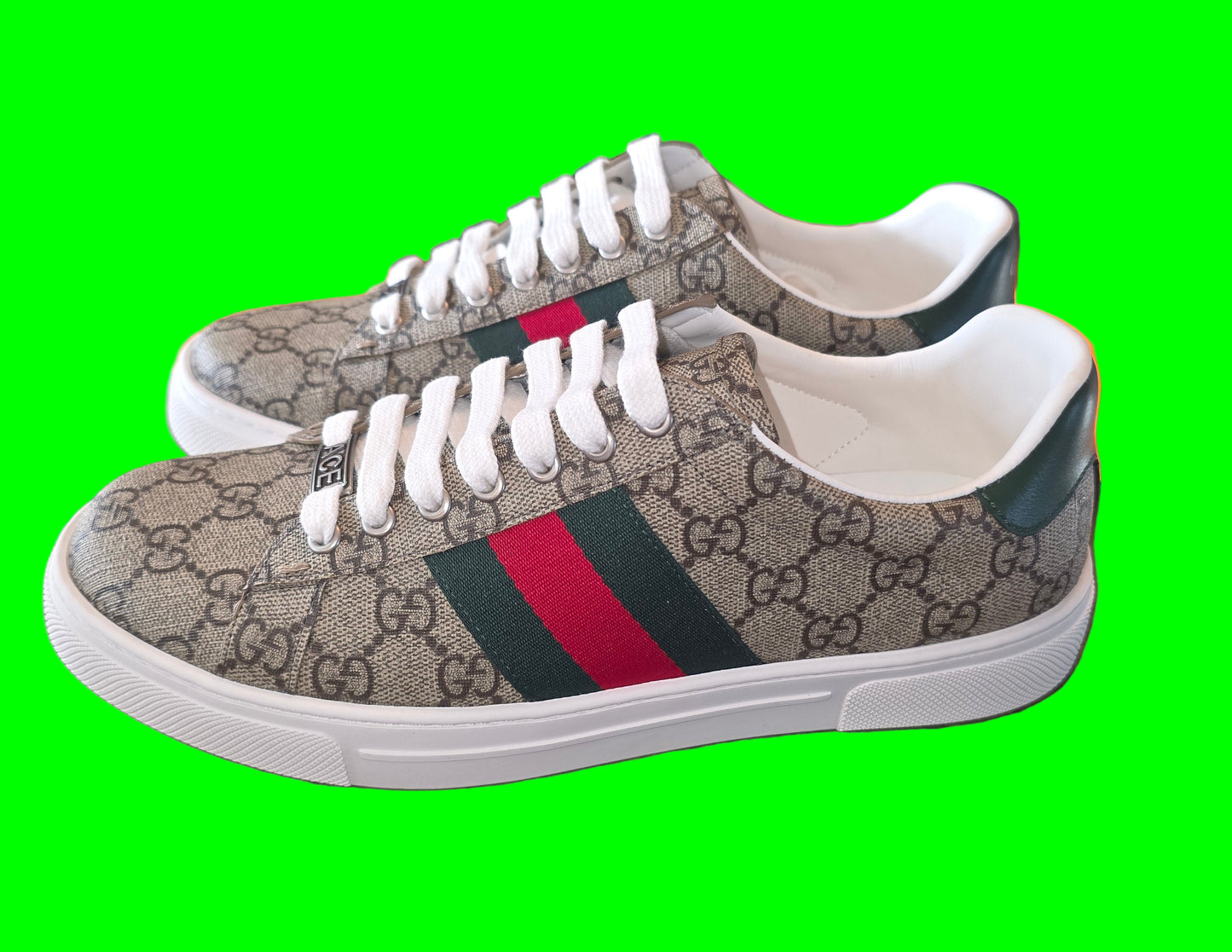 Gucci Ace Low-Top Sneakers with Web Men's Size 8, Eu 41