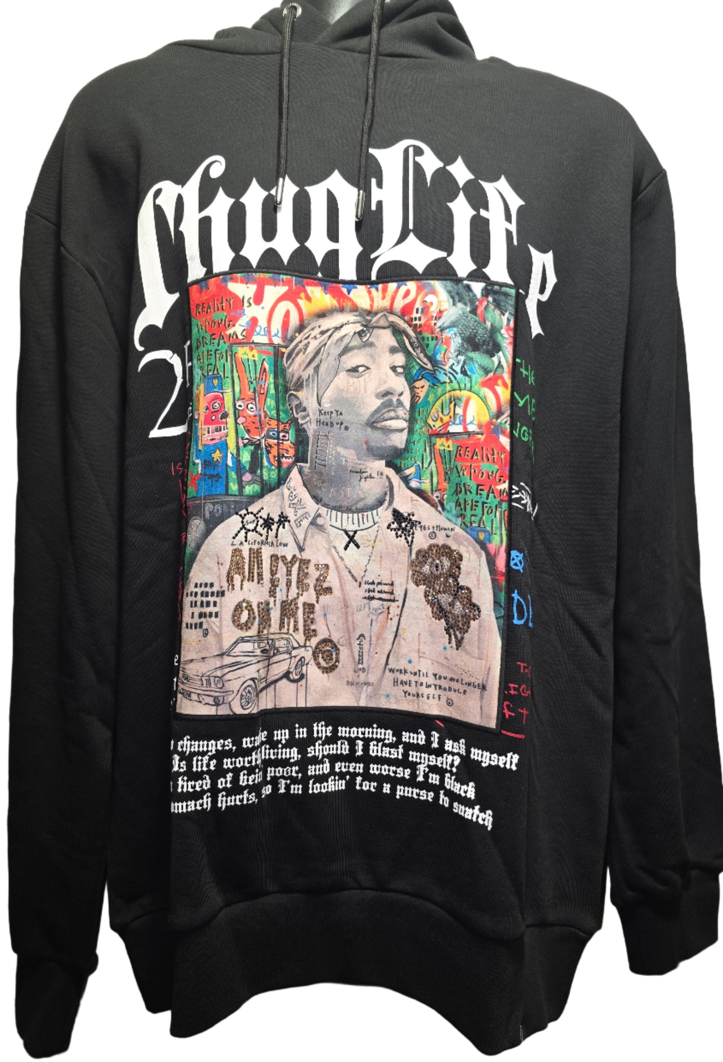 Left Point Tupac Hoodie with Rhinestones
