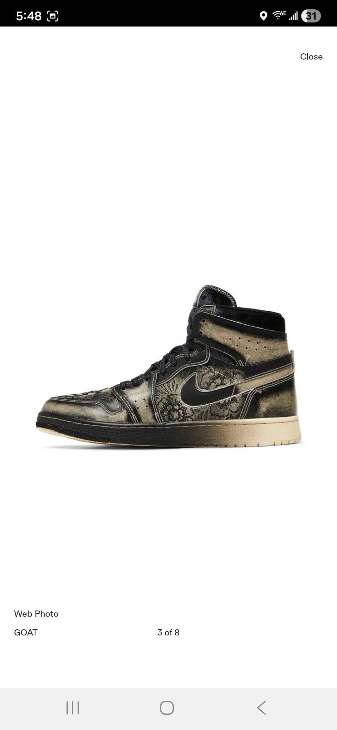 Air Jordan 1 High Zoom Comfort 2 "Día De Muertos" men's size 6