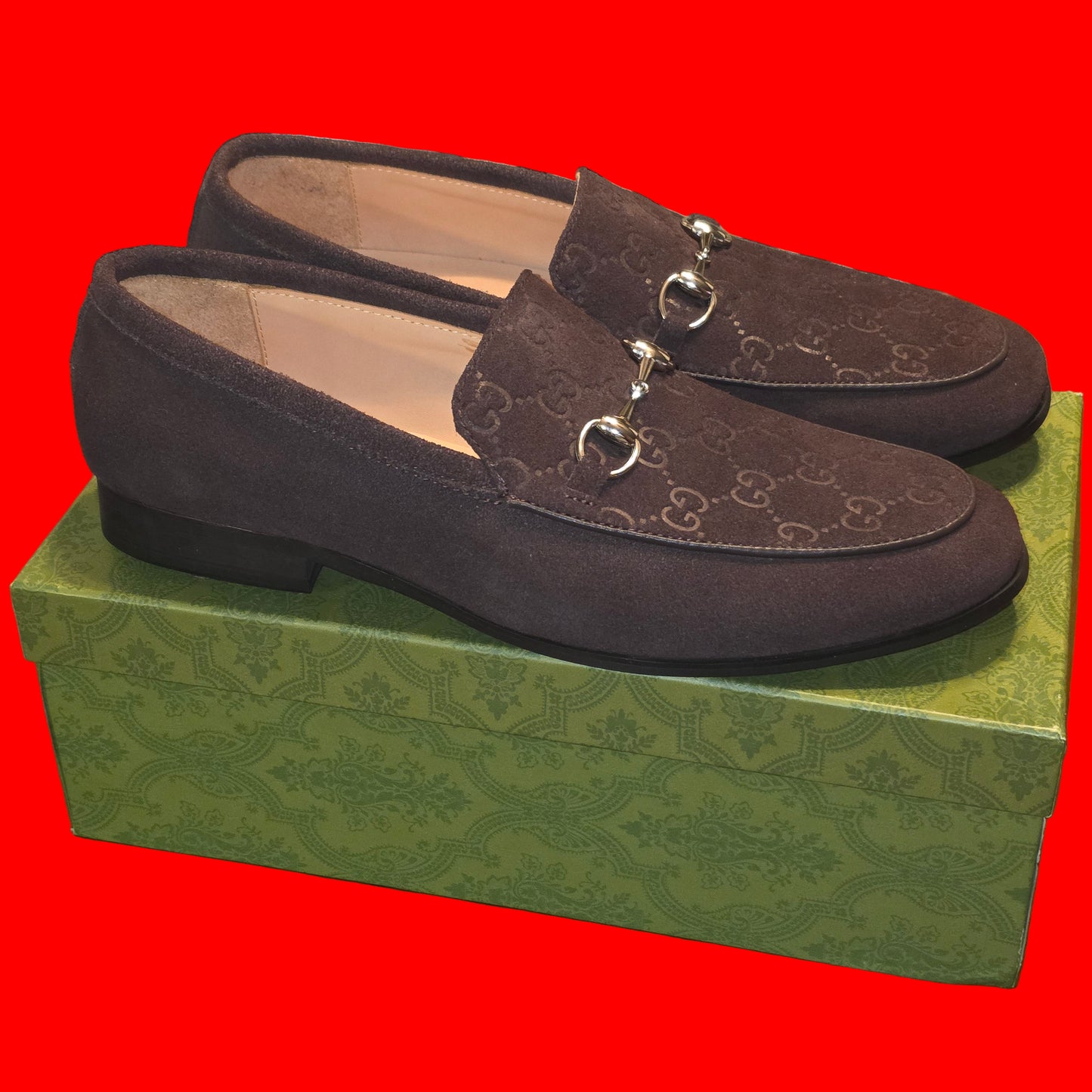 Men's Gucci Jordaan Dark Brown loafer with GG Embossed,Mens Size 10