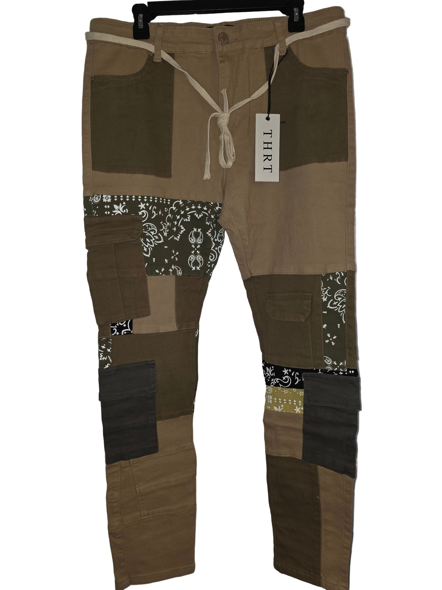 THRT Mens 38x32 Patchwork Denim Jeans Skinny fit