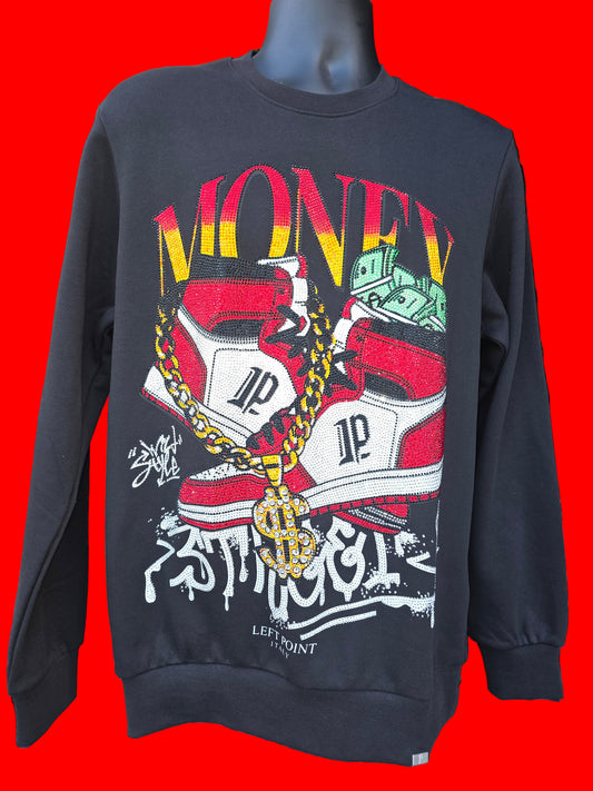Men's Size Medium        Sweatshirt Money Left Point - Rhinestone W24-1217
58972807