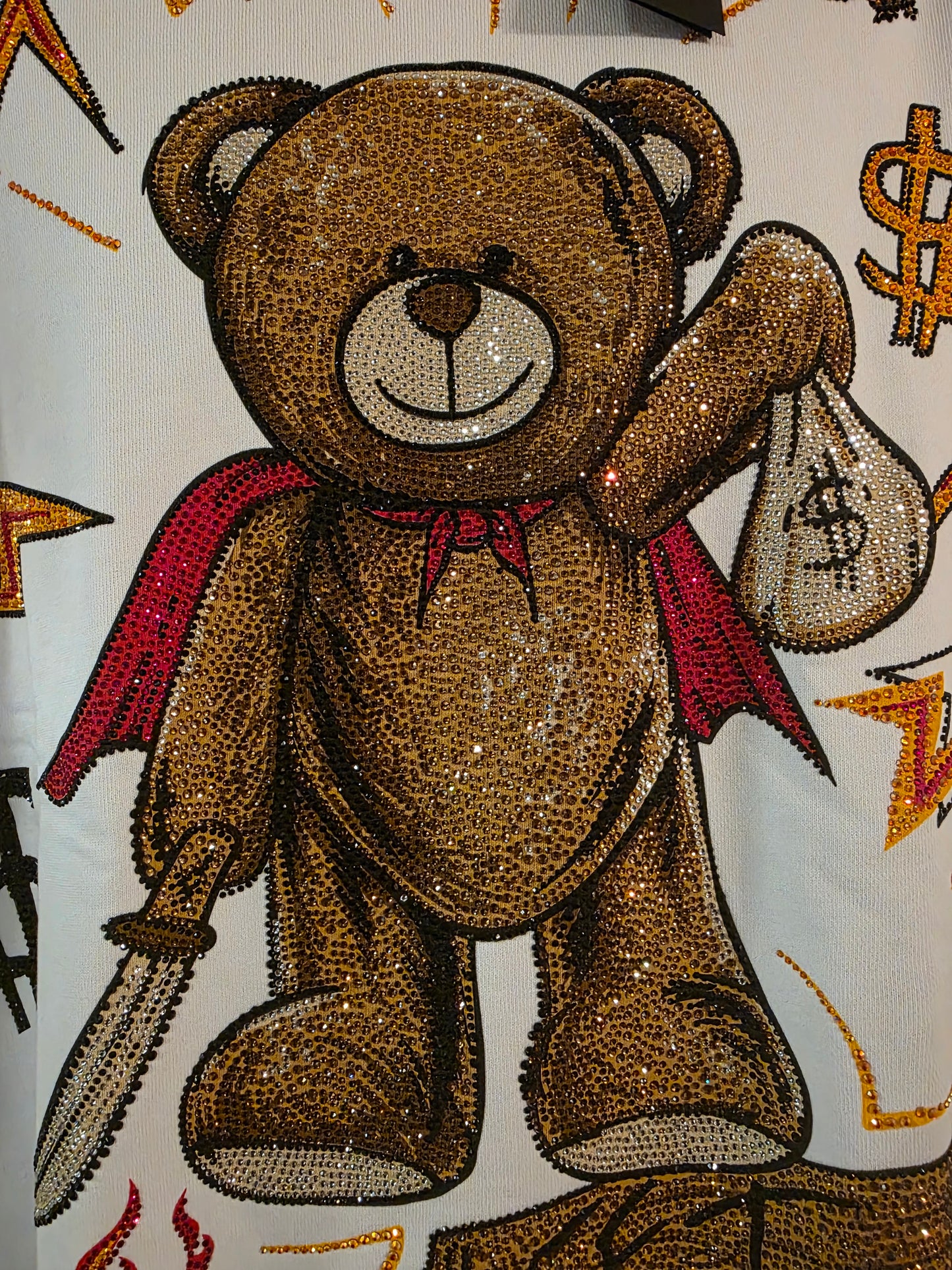 Men's size Large Left Point Sweatshirt Flash Bear with Rhinestones