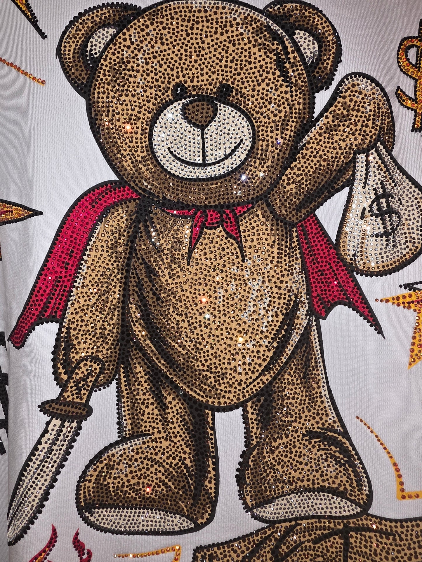 Men's size Large Left Point Sweatshirt Flash Bear with Rhinestones