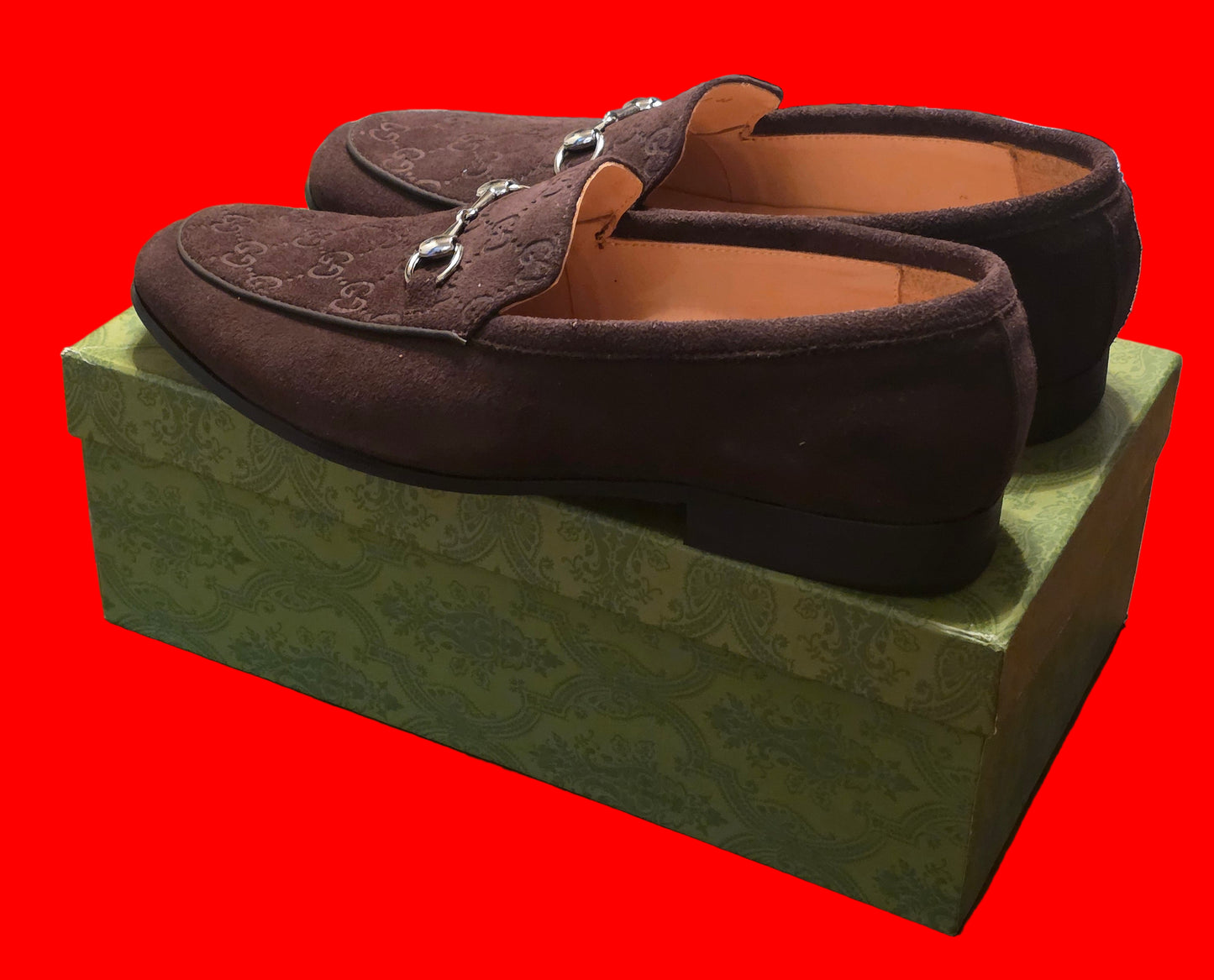 Men's Gucci Jordaan Dark Brown loafer with GG Embossed,Mens Size 10