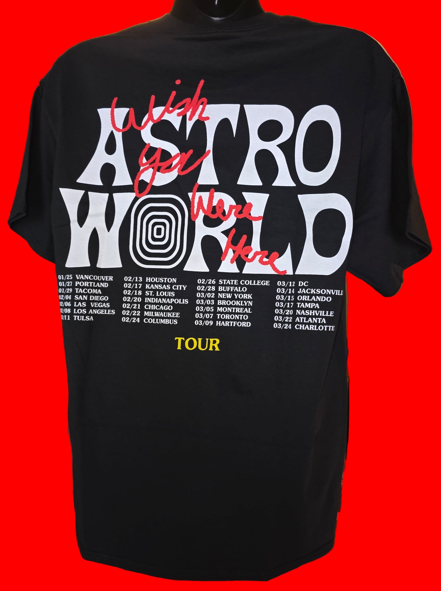 Travis Scott Astroworld Tour Wish You Were Here Tee Mens size Large and Size Small