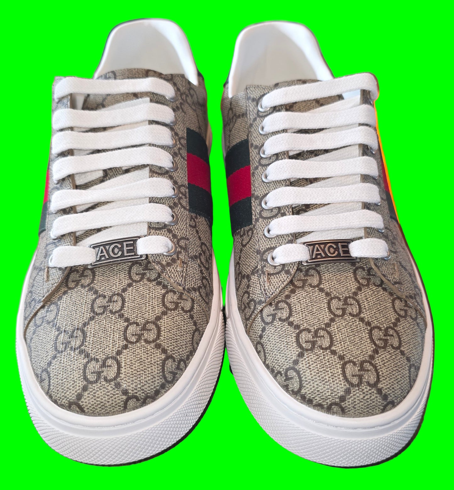 Gucci Ace Low-Top Sneakers with Web Men's Size 8, Eu 41