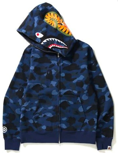 This is a BAPE, (A Bathing Ape) Color Camo Shark Full Zip Hoodie in blue Fitted Size XL and 2XL (Fits 1 size small)