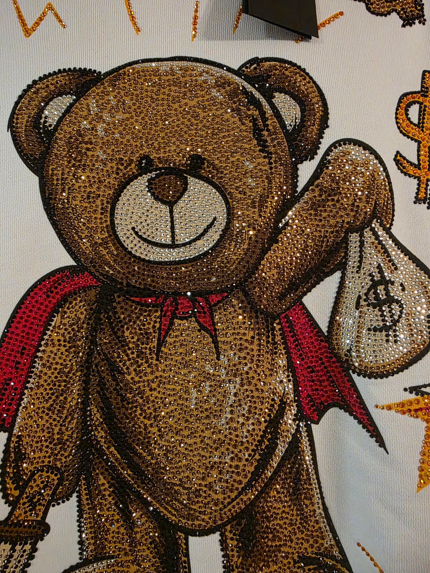 Men's size Large Left Point Sweatshirt Flash Bear with Rhinestones