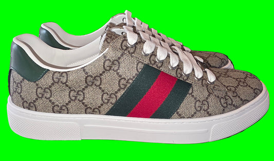 Gucci Ace Low-Top Sneakers with Web Men's Size 8, Eu 41